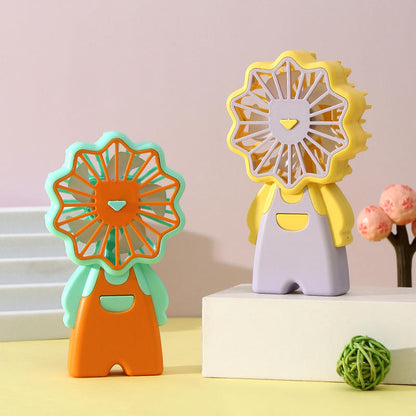 Portable Handheld Mini Fan with Stand – Cute Character Personal Cooling Fan for Travel, Office & Outdoor Use (Pack of 1)