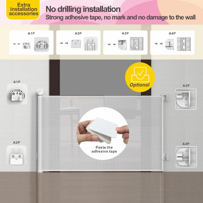 SG0021 Baby Safety Gate ,Extra Tall Retractable Stair Gate  Folding Baby & Pet Gate   | Adjustable Lower Bracket | Extra Height Protection