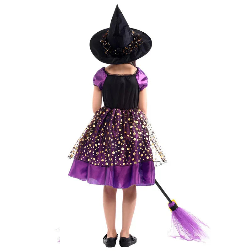Kids & Adults Halloween Witch, Vampire & Pumpkin Costume with Hat – Party & Carnival Dress