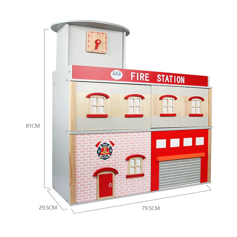 Breatoi Deluxe Wooden Fire Station Pretend Playset with Fire Truck & Accessories ,Age 3 Yrs+ - Jaiman Toys