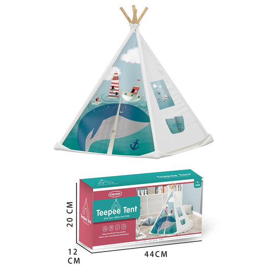ATAKTEEM Blue Whale Teepee Play Tent for Kids 3+ Years | Lightweight DIY Indoor Playhouse, Box Size 44 × 20 × 12 cm