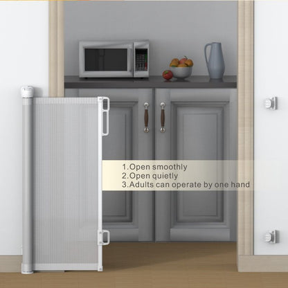 SG018 Baby Safety Gate- Retractable Extra Large PVC Mesh Safety Gate – Child & Pet Safety Barrier for Doorways, Hallways & Stairs