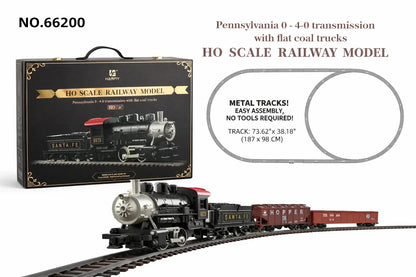 HANFIY 66200 HO Scale Railway Model Train Set No.66200 – Pennsylvania 0-4-0 Steam Locomotive with Metal Tracks (187 x 98 cm Layout)