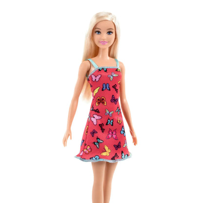 Barbie Fashion Doll with Butterfly Print Pink Dress | Blonde Hair | Mattel Doll for Kids 3+ | Collectible Fashion Toy