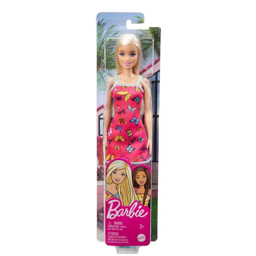 Barbie Fashion Doll with Butterfly Print Pink Dress | Blonde Hair | Mattel Doll for Kids 3+ | Collectible Fashion Toy