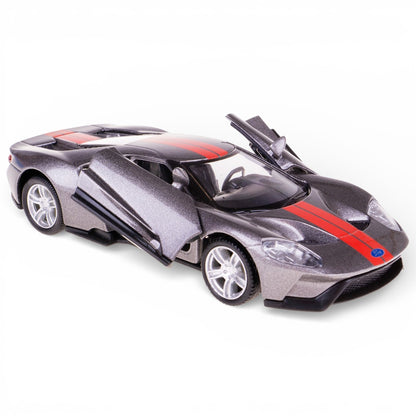 RMZ City 1:36 Ford GT Diecast Car Model – Metalic Grey| Openable Doors, Sound & Light