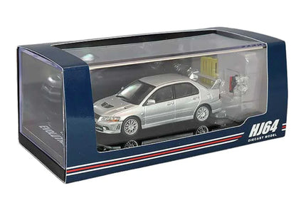 1:64 HJ64 Hobby Japan MITSUBISHI LANCER GSR EVOLUTION 7 With Engine Satellite Silver HJ641054S - Jaiman Toys
