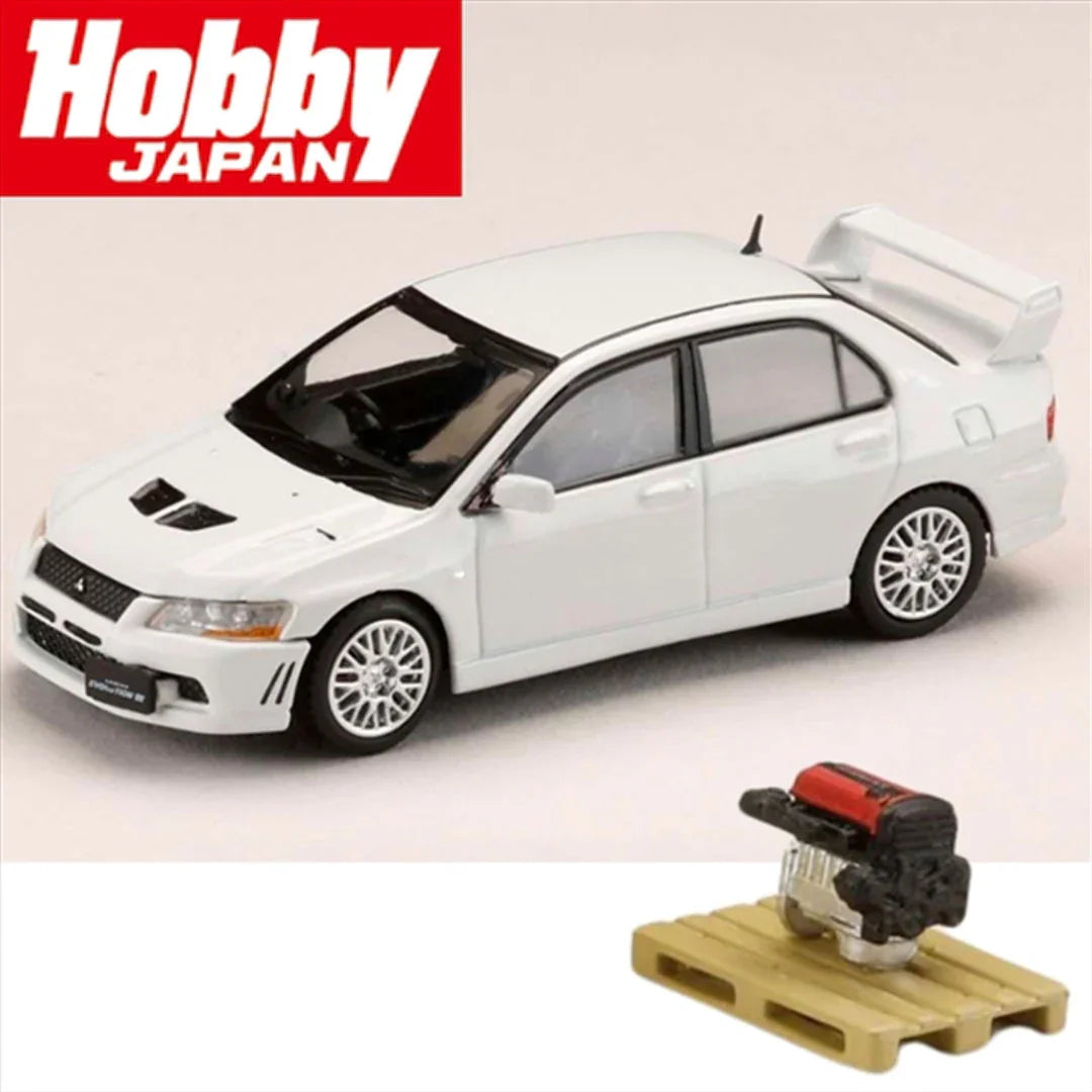 1:64 HJ64 Hobby Japan MITSUBISHI LANCER GSR EVOLUTION 7 With Engine White HJ641054W - Jaiman Toys