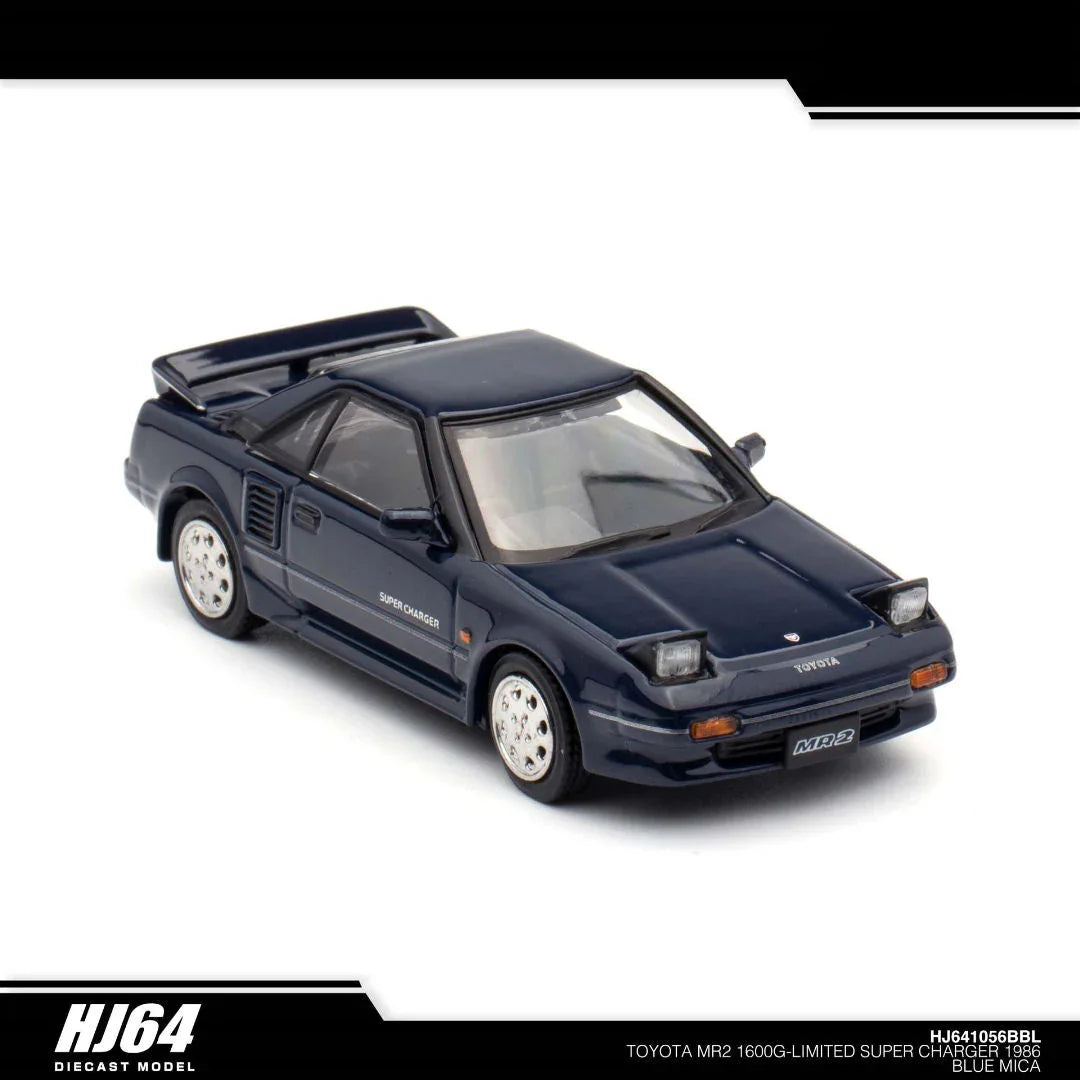 HJ64 1:64 TOYOTA MR2 1600G-LIMITED SUPER CHARGER 1986 Blue Mica HJ641056BBL - Jaiman Toys