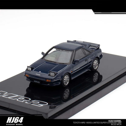 HJ64 1:64 TOYOTA MR2 1600G-LIMITED SUPER CHARGER 1986 Blue Mica HJ641056BBL - Jaiman Toys