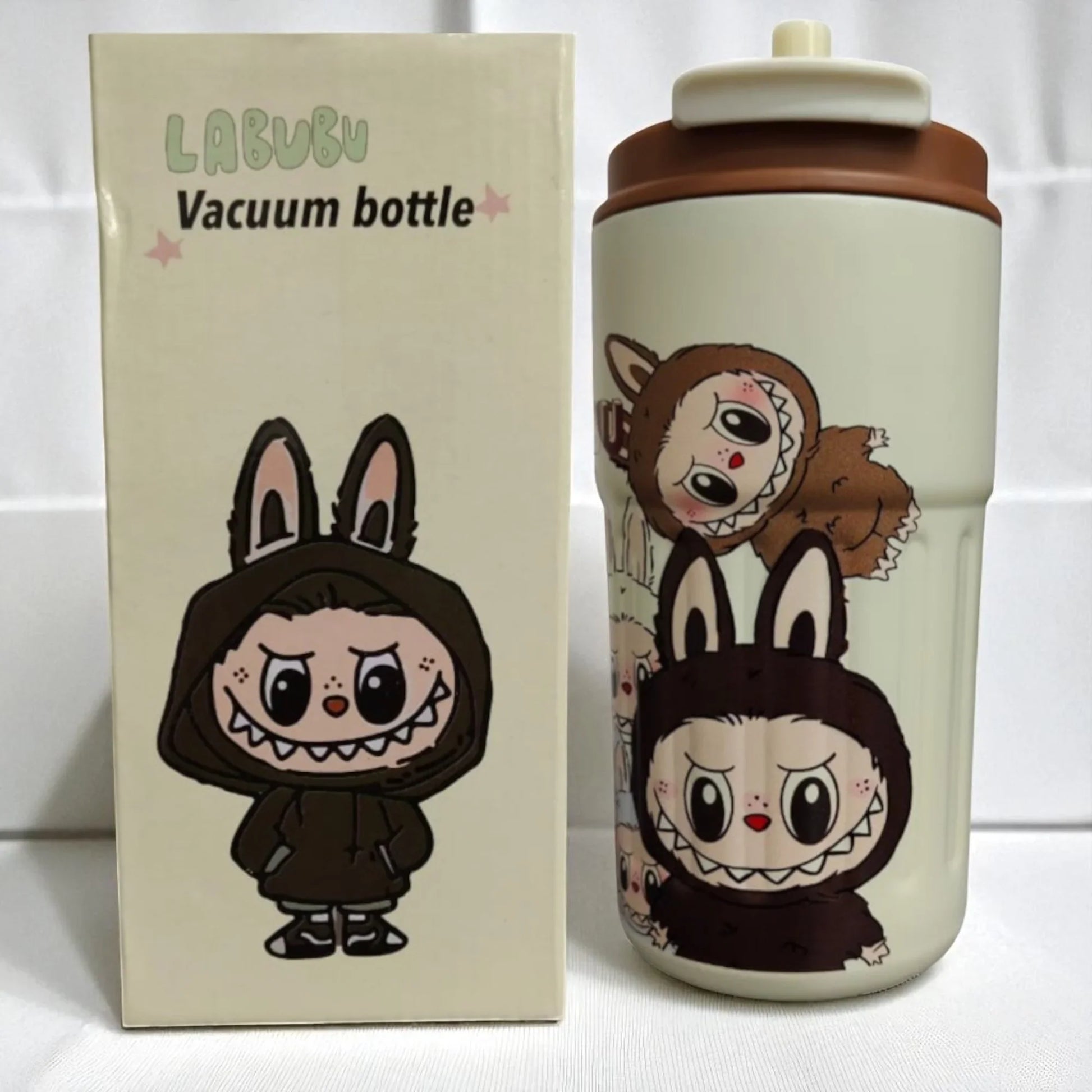 Labubu Stainless Steel Vacuum Sipper Water Bottle –350ml | Hot & Cold Insulated Bottle for Kids & Travel - Jaiman Toys