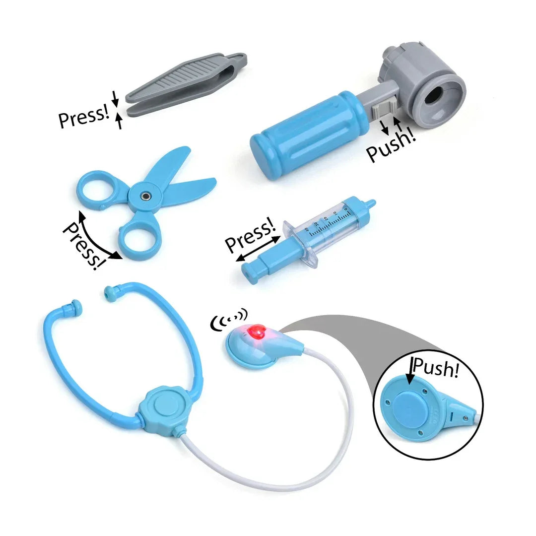 Doctor Play Set Trolley for Kids (29 Pieces) | Medical Kit with Tools & Wheels