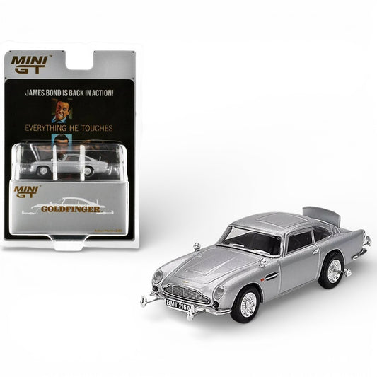 Mini GT 1:64 Aston Martin DB5 “Goldfinger” James Bond Edition | Classic Movie Diecast Car (Blister Pack)