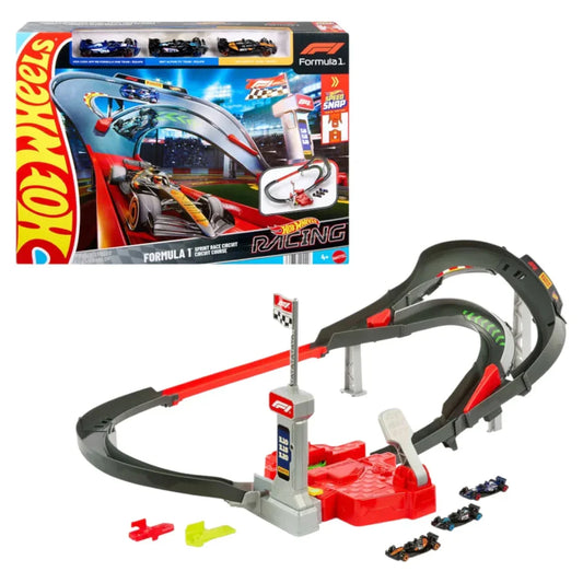 Hot Wheels Formula 1 Racing Track Playset with Speed Launcher & Mini Cars
