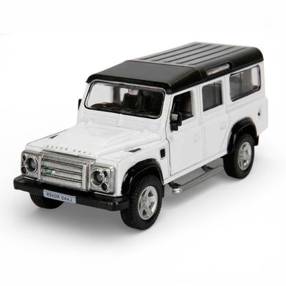 RMZ City 1:36 Land Rover Defender Diecast Car Model – White | Openable Doors, Sound & Light