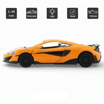 RMZ City 1:36 McLaren 600LT Diecast Car Model – Blue | Openable Doors, Sound & Light