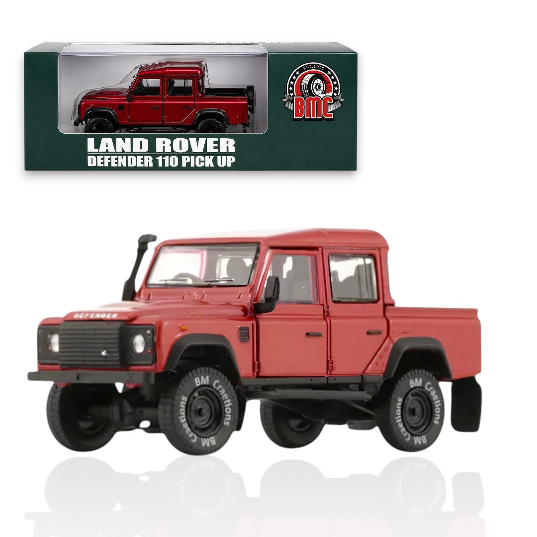 BM Creations 1:64 Land Rover Defender 110 Pick Up Diecast Model Car | Premium Collectible with Opening Parts | Two Color Variants