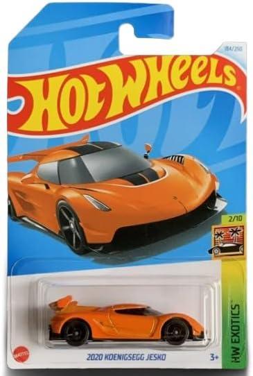 Hot Wheels 5-Car Die-Cast Set – 1:64 Scale Mazda RX-7 8/10 + Wheel Chair + Dragtor + Hako Type D HW J-Imports + 2020 Koenigsegg Jesko Orange