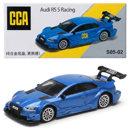 CCA 1:64 Audi RS5 Racing S05-02 Blue Die-Cast Model Car | Premium Racing Coupe Collectible with Rear Wing, Silver Wheels