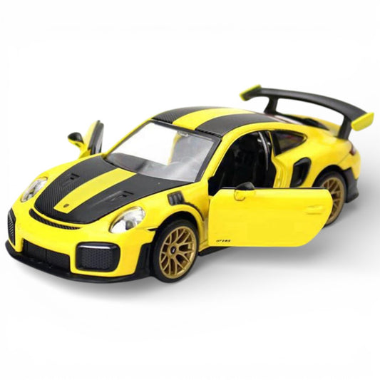 MSZ 1:32 Porsche 911 GT2 RS Die-Cast Model Car – Yellow| Pull Back, Openable Doors, Light & Sound (68705)