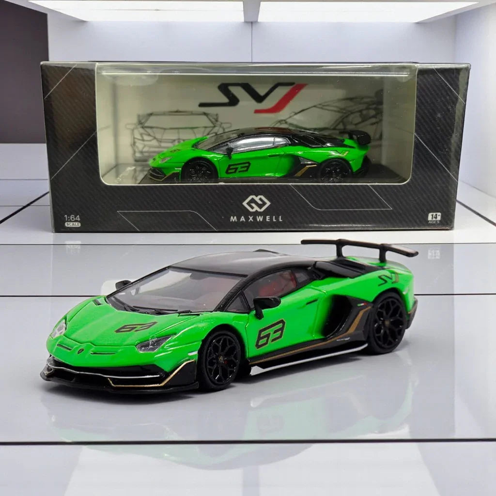 Maxwell 1:64 Lamborghini Aventador SVJ 63 Green Diecast scale model car