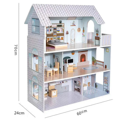 Breatoi Wooden Dollhouse Play Villa – Multi-Level Doll House with Furniture for Kids - Jaiman Toys
