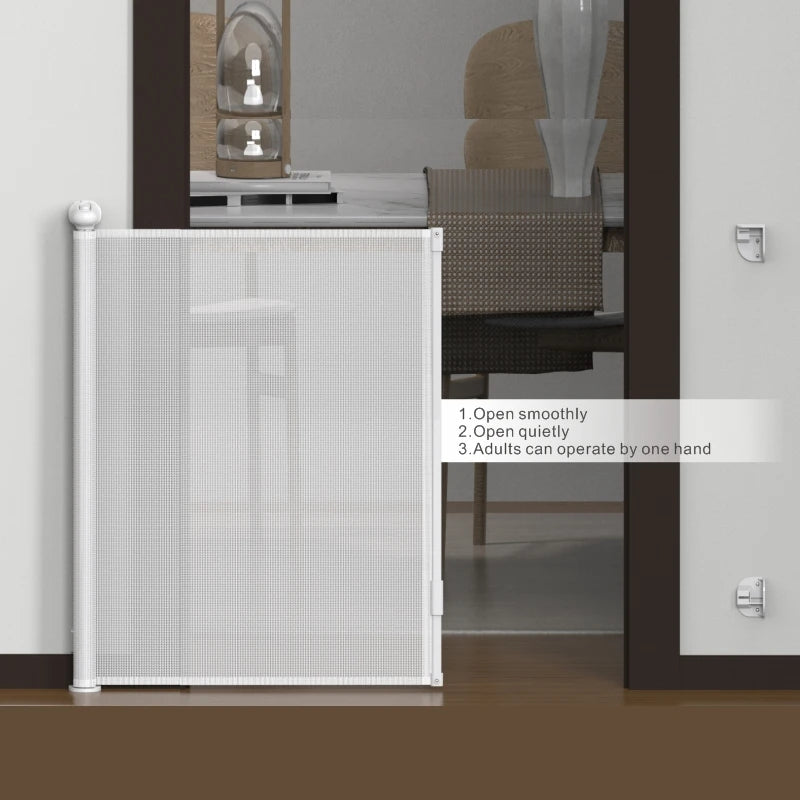 SG0021 Baby Safety Gate ,Extra Tall Retractable Stair Gate  Folding Baby & Pet Gate   | Adjustable Lower Bracket | Extra Height Protection