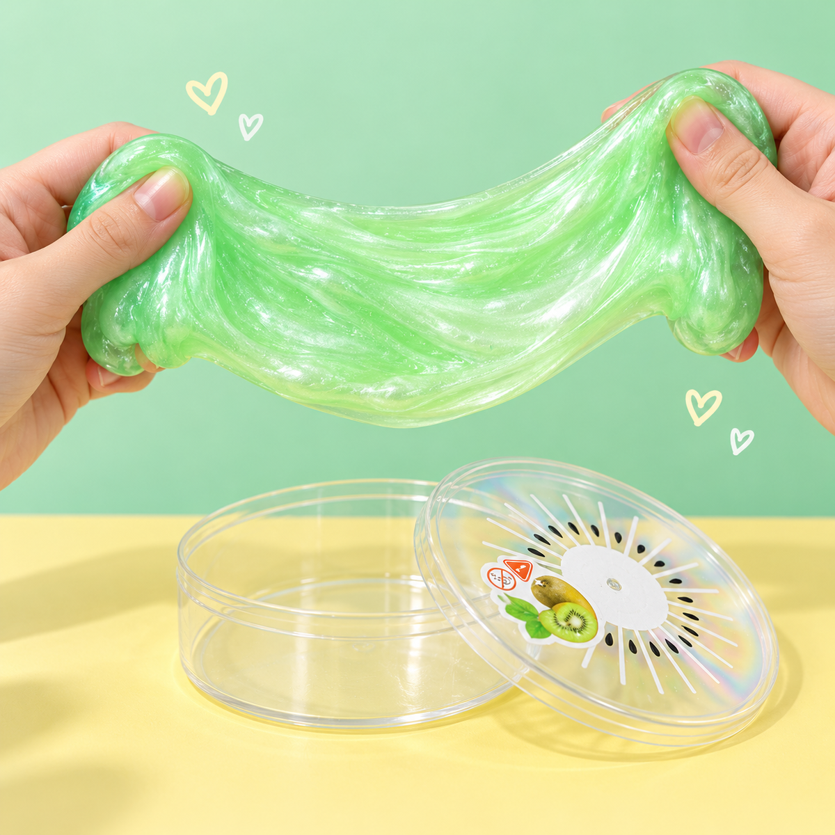 Kiwi Fruit Jam Slime in Kiwi-Shaped Container – Green Sensory Play Slime, 1 Piece