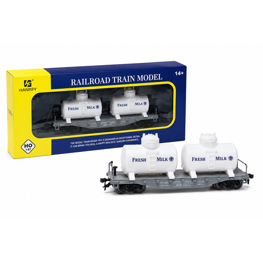 HANFIY 98271 HO 1:87 40' Flat Car with Twin Removable Milk Tanks | Railroad Train Model
