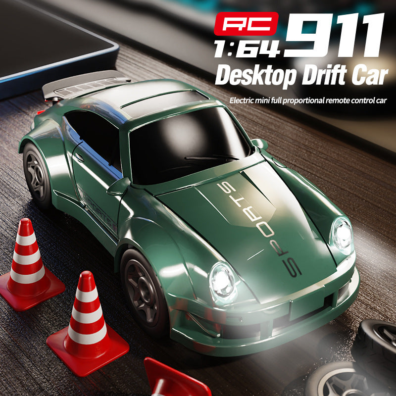 1:64 Scale 2.4GHz 4WD Drift RC Car with LED Lights | Mini High-Speed Racing Remote Control Car (Green)