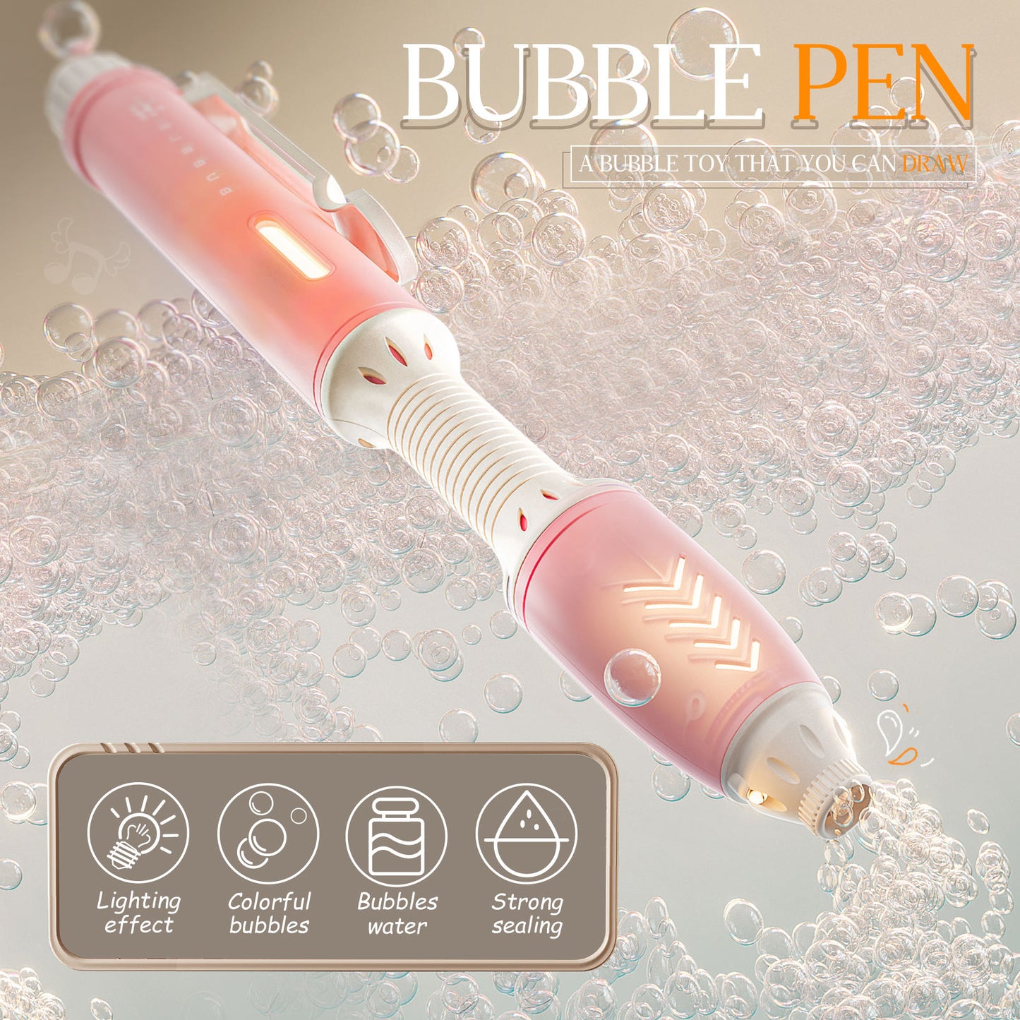 Magic Bubble Pen Rechargeable Bubble Maker Toy for Kids with LED Light, Bubble Solution, Battery & USB Charging Cable – 47 cm, Pack of 1