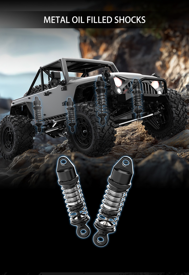 MJX Hyper Go H12Y Brushless 1:12 4WD RC Crawler Truck | LED Lights | 2.4GHz RTR Off-Road Vehicle (Grey)