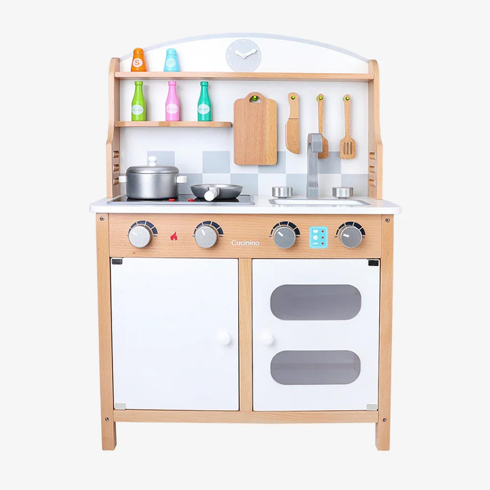 Kids Educational Wooden Kitchen & Food Play Set – Pretend Cooking Role Play Toy