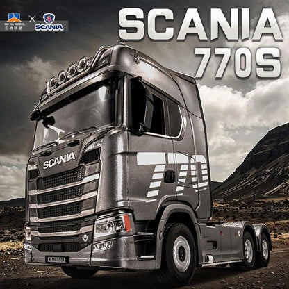 Huina Model 1501 Scania 770S V8 RC Tractor Truck | 1:18 Scale Alloy Engineering Truck | 19-Channel 2.4GHz Remote Control with Lights & Sound
