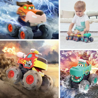 Hola Monster Trucks Toy Set – 3 Cartoon Push & Go Trucks for Toddlers (Pull-Back, Friction Powered, 12–60 Months)