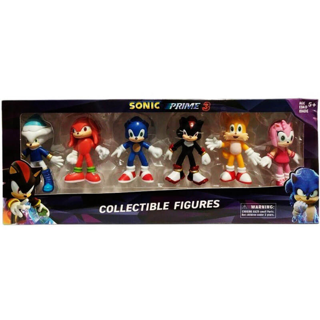Sonic Prime 6-Piece Collectible Figure Set – Sonic, Shadow, Tails, Knuckles & Friends | Action Figure Pack (Ages 5+)