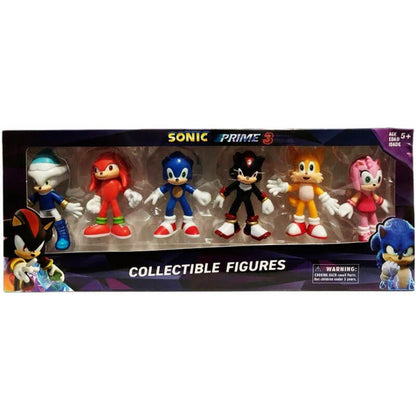 Sonic Prime 6-Piece Collectible Figure Set – Sonic, Shadow, Tails, Knuckles & Friends | Action Figure Pack (Ages 5+)