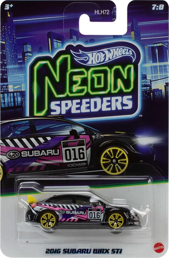 Hot Wheels Neon Speeders 1:64 Die-Cast Car Set of 4 – Nissan GT-R R35, BMW M4, Ford Maverick Custom & Subaru WRX STI