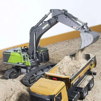 HUINA 1593 RC Excavator 1:14 Metal Alloy Engineering Crawler Tractor 2.4G Electric Remote Control Car Rc Vehicle Toy