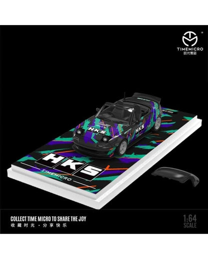 Time Micro Mazda MX-5 HKS Figure Edition 1:64 Scale Diecast Model Car | Premium Metal Collector Car | Display Base, Acrylic Case & Figure Included | Limited Edition | 14+