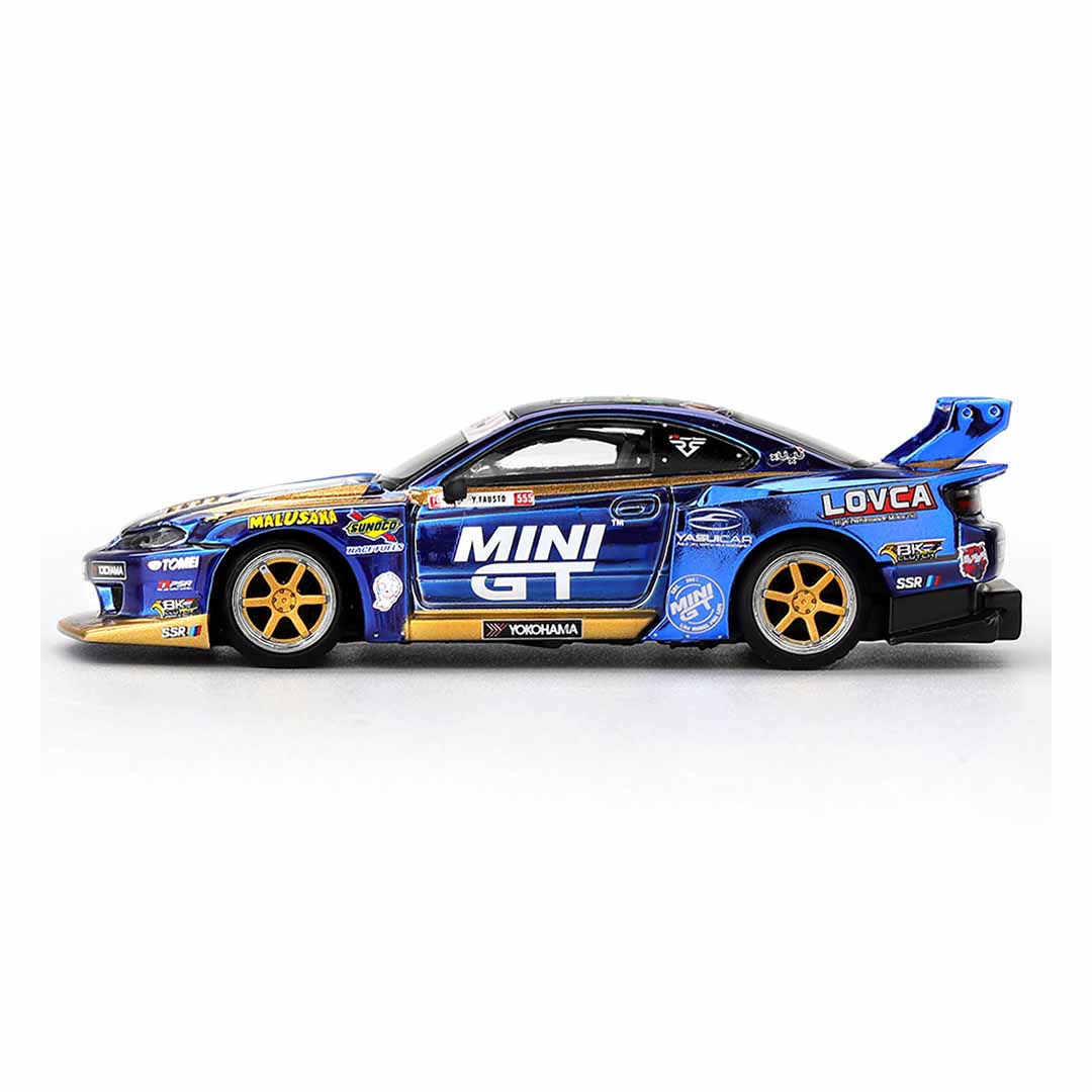 MINI GT 1:64 Nissan Silvia (S15) #555 LB-Super Silhouette Team MINI GT Liberty Walk 2025 Formula Drift Die-Cast Model Car