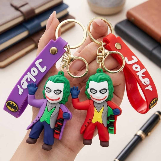 Joker Character PVC Keychain with Strap Set of 2 – Comic Villain Keyring for Fans