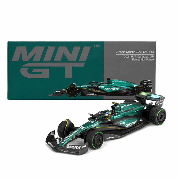 MINI GT 1:64 Aston Martin AMR24 #14 Fernando Alonso 2024 Canadian GP Formula One Die-Cast Model Car