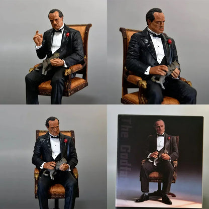 Don Vito Corleone Collectible Action Figure with Chair & Cat – 6 Inch Movie Character Display Figure Inspired by The Godfather