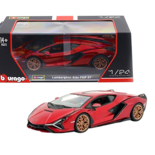 Bburago 1:24 Lamborghini Sián FKP 37 Red Diecast Model Car – Premium Supercar Collectible