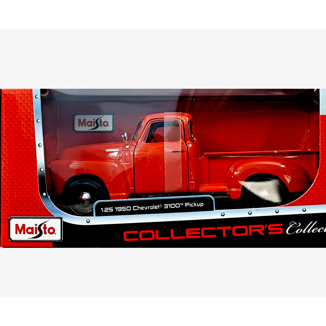 Maisto 1:25 1950 Chevrolet 3100 Pickup Red Diecast Model Truck – Classic Collector’s Edition