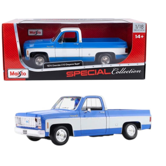 Maisto 1:18 1974 Chevrolet C10 Cheyenne Super Pickup Truck Diecast Model – Special Collection