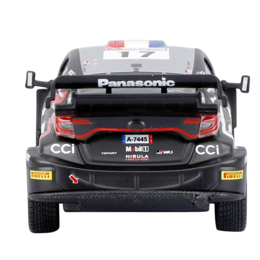 Bburago 1:43 Toyota GR Yaris Rally1 Hybrid No.17 Diecast Model – WRC Rally Racing Car with Display Case