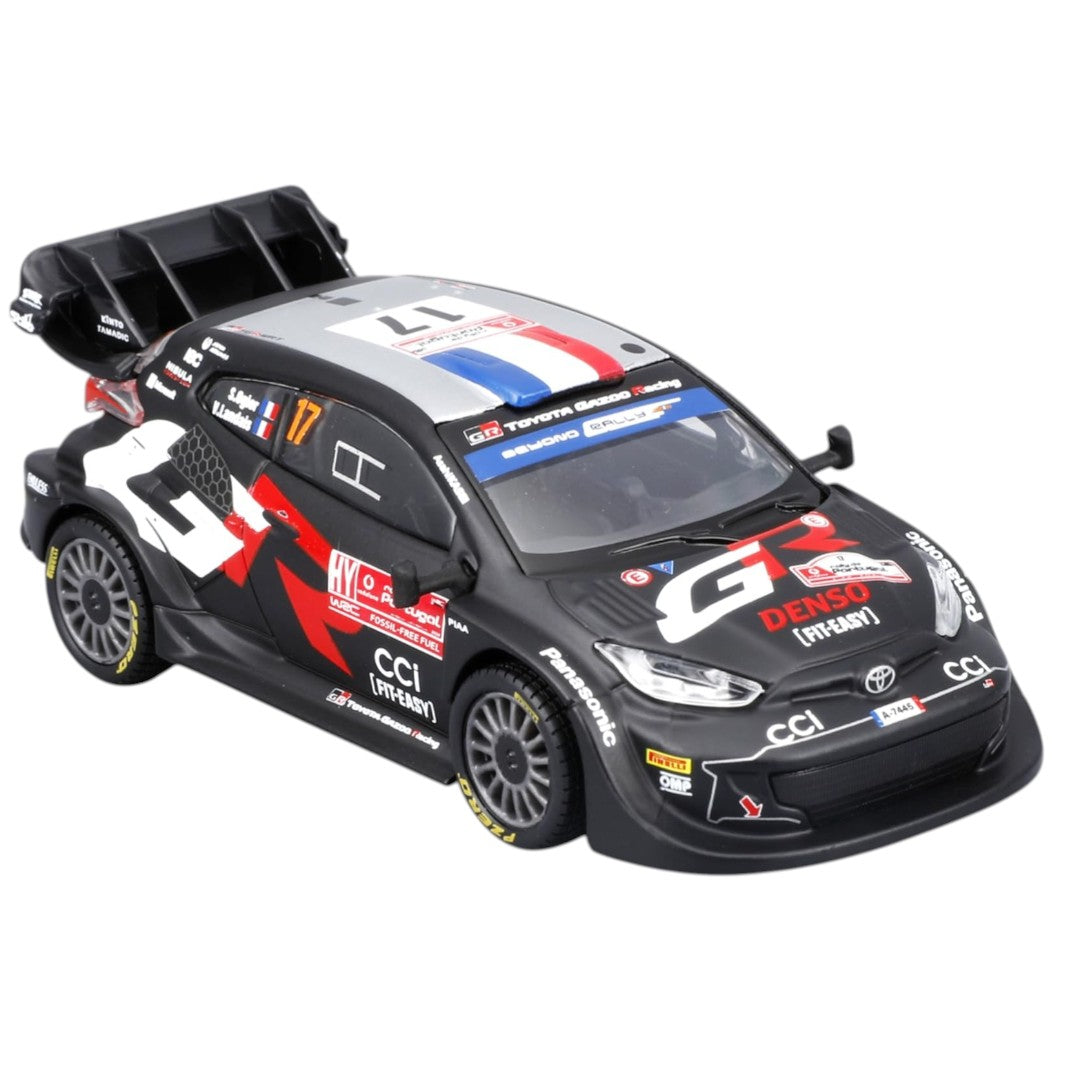 Bburago 1:43 Toyota GR Yaris Rally1 Hybrid No.17 Diecast Model – WRC Rally Racing Car with Display Case
