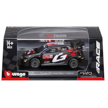 Bburago 1:43 Toyota GR Yaris Rally1 Hybrid No.17 Diecast Model – WRC Rally Racing Car with Display Case
